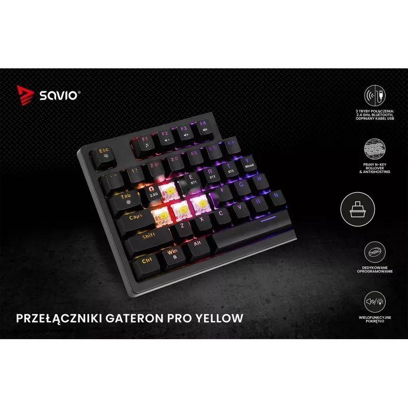 Teclado gaming Savio Phenix SAVGK-RED USB RF Wireless Bluetooth QWERTY