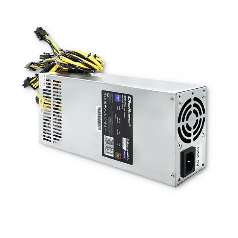 Fonte de alimentação PCI-E Qoltec 50177 Smart 1600W | 80 Plus Gold - Data Mining
