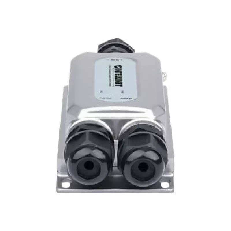 Injetor PoE++ Gigabit antivandalismo para exterior Intellinet, uma porta de 60 W, compatível com IEEE 802.3bt (4PPoE), à prova de água IP67, antivandalismo IK10, caixa metálica