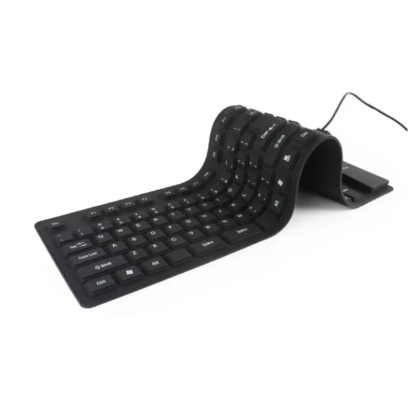 Teclado de silicone USB+PS/2 preto
