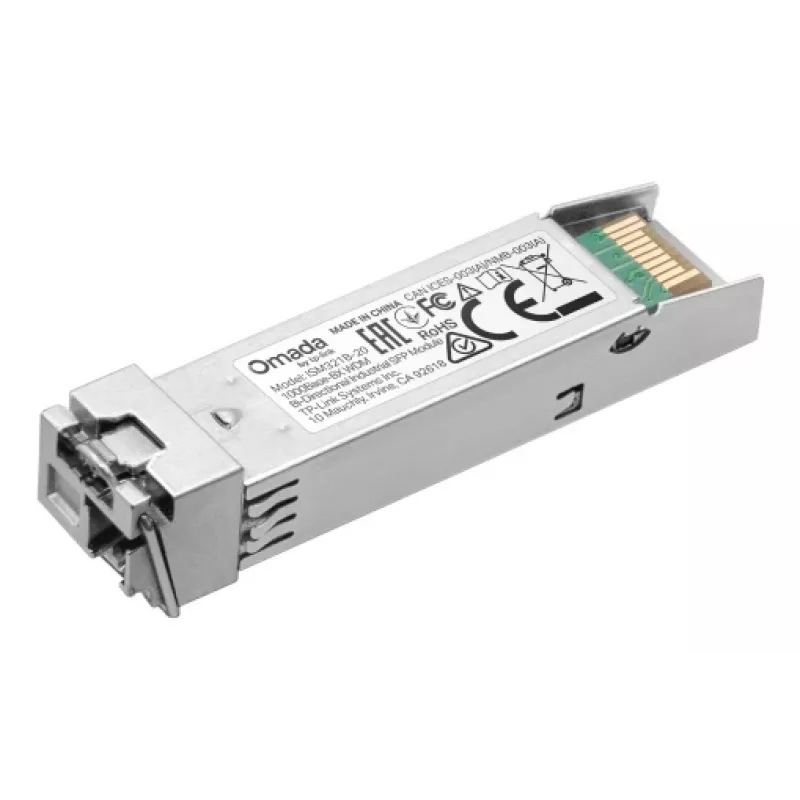 TP-Link Omada ISM321B-20 módulo transcetor SFP, 1000Base-BX WDM bidirecional, industrial, fibra monomodo, LC (UPC), 1,25 Gbit/s, 20 km, módulo B
