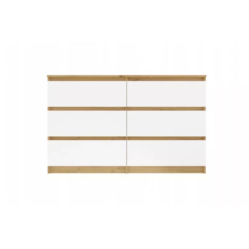 Cómoda 6 gavetas 120 cm Top E Shop Malwa — Artisan Oak / branco, aglomerado