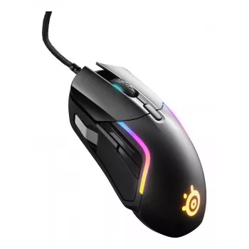Rato gaming STEELSERIES Rival 5 — para destros, sensor TrueMove Air, 18.000 DPI, 9 botões programáveis, USB Type-A, IP54