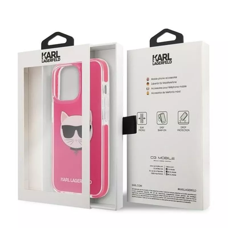 Karl Lagerfeld KLHCP13XTPECPI iPhone 13 Pro Max 6.7 capa rígida fúcsia/FUSCHIA Choupette Head