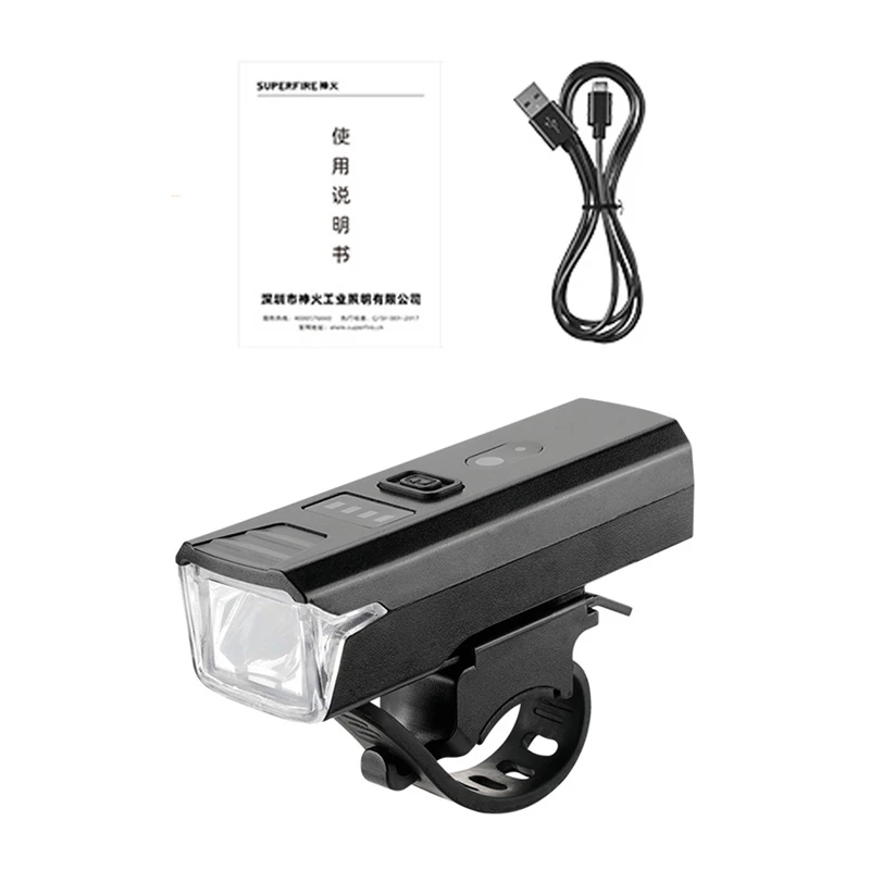 Luz de bicicleta Superfire BL56-A — luz frontal LED recarregável compacta