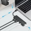 Hub USB-C, 4 portas 2x USB-A, 2x USB-C, preto