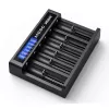 Carregador XTAR MC6C multi-slot inteligente para células cilíndricas Li-Ion, 6 slots, suporta 18650/21700/AA, entrada 5V, preto