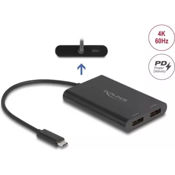 Adaptador DELOCK USB-C para 2× DisplayPort 4K 60 Hz — modelo 64308