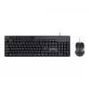 Teclado Full-Size com fios Gembird KBS-UM-04 USB QWERTY US-Inglês com rato, preto, cabo de 1,5 m