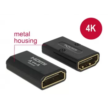 Adaptador DELOCK High Speed HDMI com Ethernet - conector fêmea HDMI-A > conector fêmea HDMI-A 4K Gender Changer preto