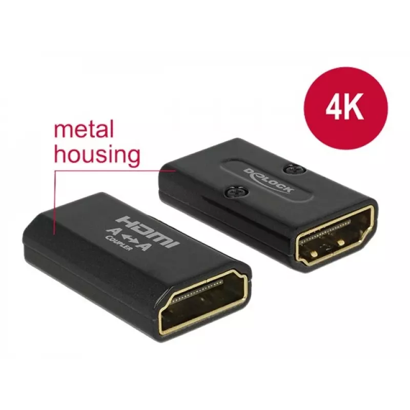 Adaptador DELOCK High Speed HDMI com Ethernet - conector fêmea HDMI-A > conector fêmea HDMI-A 4K Gender Changer preto