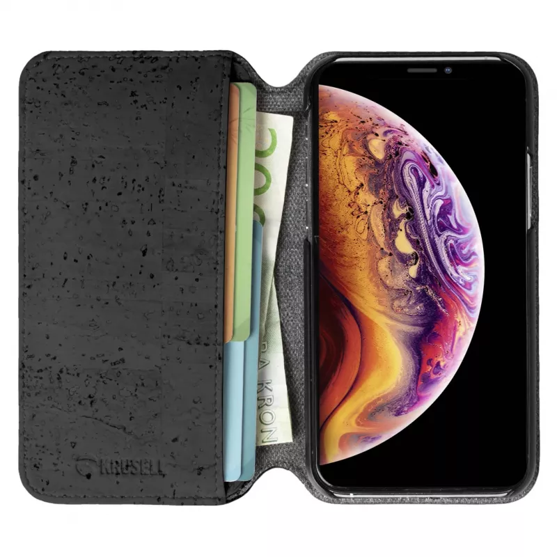 Capa tipo carteira Krusell Birka para iPhone 11 Pro Max 16,5 cm preta
