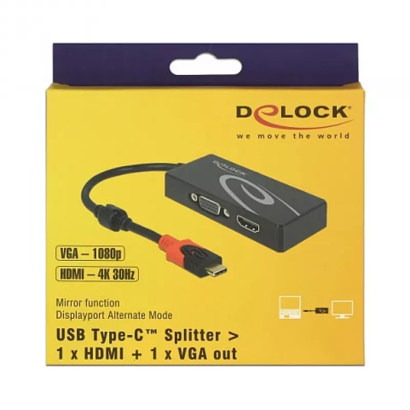 Adaptador gráfico USB DeLOCK 87730 3840 x 2160 píxeis preto