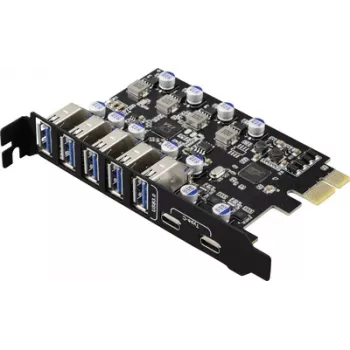 Renkforce RF-6613198 Placa controladora USB 3.2 Gen 1 5+2 portas USB-A (USB 3.0), USB-C® (USB 3.2 Gen 1) PCIe x1 (RF-6613198)