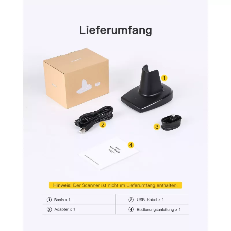 Leitor de códigos de barras Inateck BS04001 2-em-1 sem fios recarregável por USB