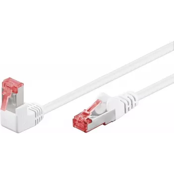 Cabo de rede Goobay CAT 6 1x 90° angular, S/FTP (PiMF), branco, 5 m - patilha de retenção em cima, LSZH isento de halogéneos, cobre (51553)