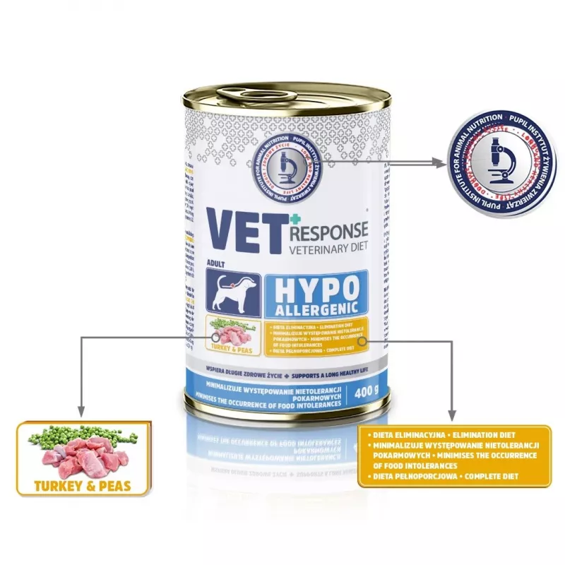 VET RESPONSE Hipoalergénico Peru - Alimento húmido para cães - 400 g