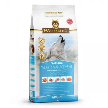 Alimento seco para cães Wolfsblut VetLine Weight Management Peru — 12 kg, sem cereais, 22% proteína, 8% gordura