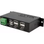 Hub USB Exsys EX-1163HMS — 4 portas com proteção ESD de 15 kV, kit de montagem em calha DIN