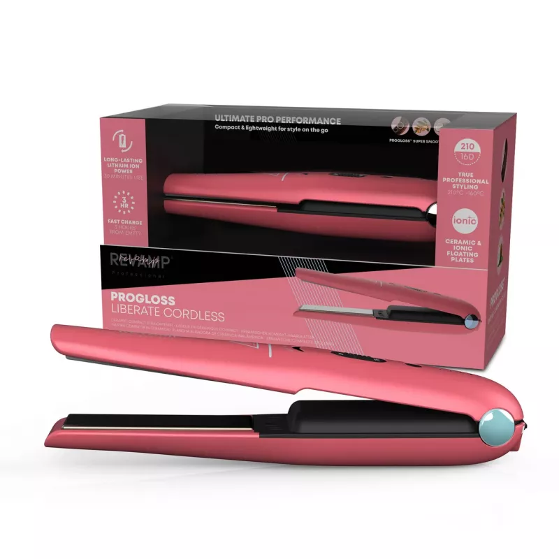 Ferro de alisar de cerâmica sem fios Revamp ST-1700PK-EB — compacto rosa