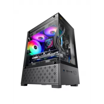 Caixa de PC Mini-Tower TACENS Mars Gaming MC-SE2 — Mini-ITX / Micro-ATX, preto, janela lateral, fonte de alimentação inferior, suporta 2x2,5 polegadas + 1x3,5 polegadas