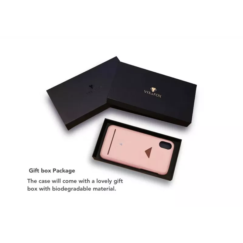 Capa traseira VixFox para iPhone XSMAX com compartimento para cartões, rosa