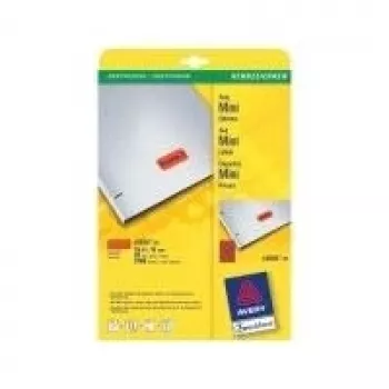 Etiquetas de impressora autoadesivas Avery L6036-20, vermelho, A4, 25,4×10 mm, 3780 etiquetas (20 folhas)