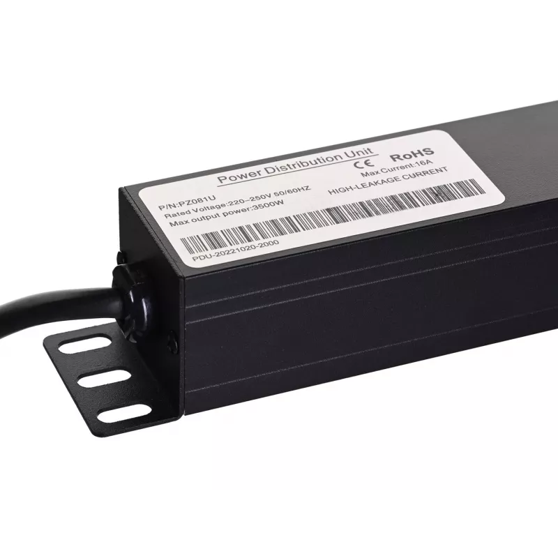 Alantec Régua de alimentação 19 polegadas 1U, 8x CEE 7/5, interruptor, 1,8m (PZ081U)