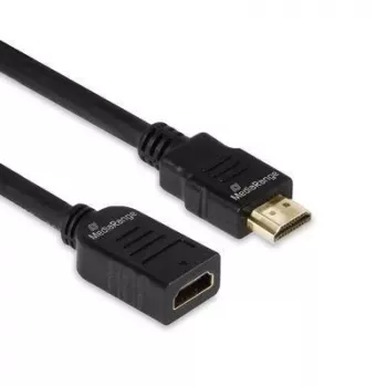 Cabo de extensão HDMI MediaRange MRCS256, HDMI 2.0, 18 Gbit/s, ARC, HDMI Type-A macho para fêmea, 2 m, preto