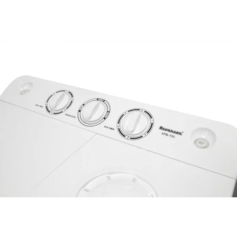 Máquina de lavar semiautomática Ravanson XPB-700 — carga superior, capacidade 4 kg, centrifugação 1400 rpm, branco