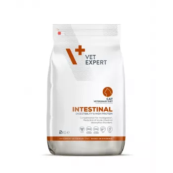Comida seca VETEXPERT Veterinary Diet Intestinal para gatos, 2 kg — aves, 38 % proteína, 20 % gordura, sem glúten e sem soja