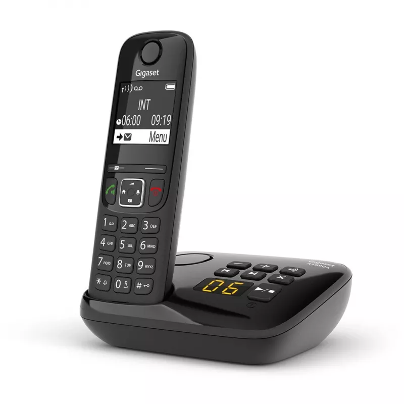Telefone analógico/DECT Gigaset AS690A com identificação de chamadas preto