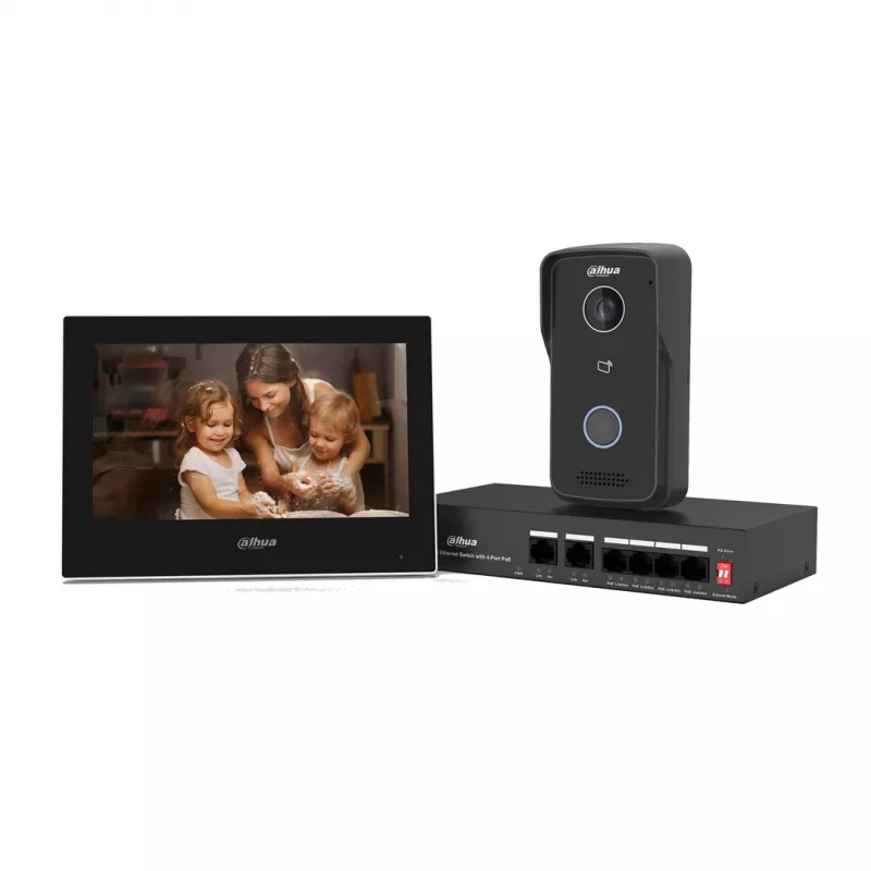 Videoporteiro DAHUA KTP03 monitor de 7 polegadas, ligação de 2 fios, PoE, 1024x600, câmara de 2-MP