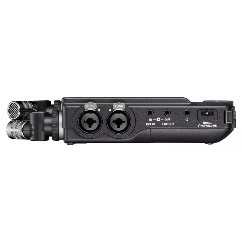 Gravador de áudio multipista portátil Tascam Portacapture X8 — 6 canais, 24/32 bits, até 96 kHz, 4 entradas combo XLR/TRS, cartão SD, USB-C, pilha ou fonte de alimentação