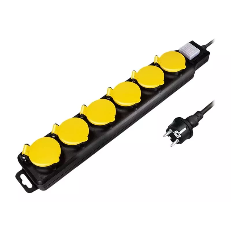 Extensão de energia LogiLink LPS256 1.5m 6 tomadas AC exterior preto amarelo