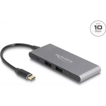 Hub USB DeLOCK 4 portas Type-C 2 x USB Type-A 2 x USB Type-C 10 Gbps