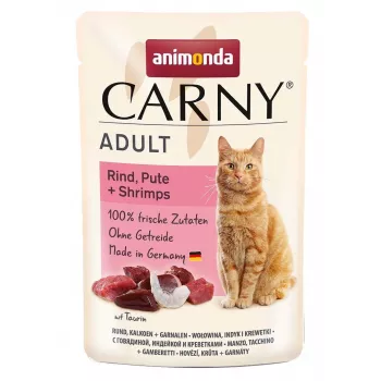 ANIMONDA Carny Adult Vaca, peru e camarão - Alimento húmido para gatos - 85 g