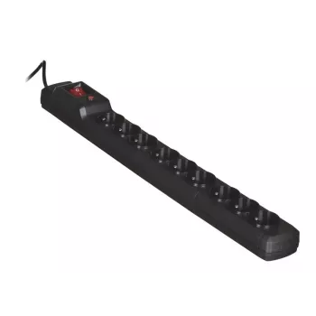 Régua de tomadas preta com cabo Activejet ACJ COMBO 9GN 3M