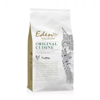 Comida seca para gatos Eden Original Cousine 10 kg – alimento completo para gatos adultos, 43% proteína, 23% gordura, sem cereais e sem glúten