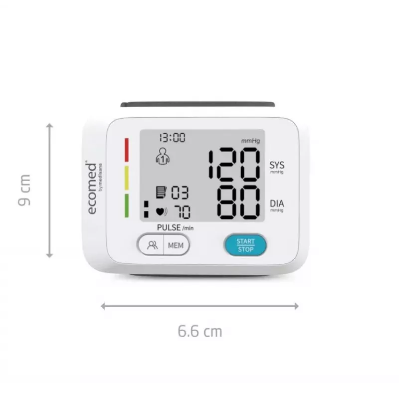 Ecomed BW-83E Medidor de pressão arterial de pulso, automático, 2 utilizadores
