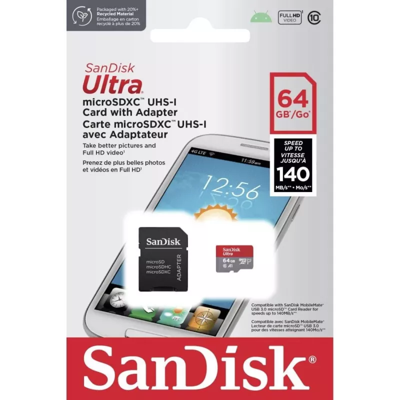 Cartão de memória flash SANDISK SDSQUAB-064G-GN6TA 64GB