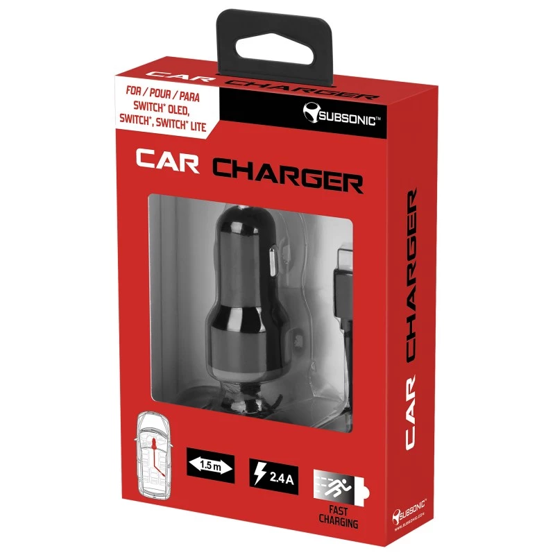 Carregador de automóvel SUBSONIC SA5408 para tomadas de 12V, saída 2,4A