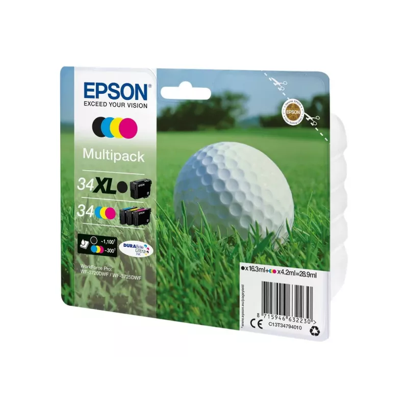 Epson 34XL multipack de cartuchos de tinta XL, preto/ciano/magenta/amarelo (C13T34794020)