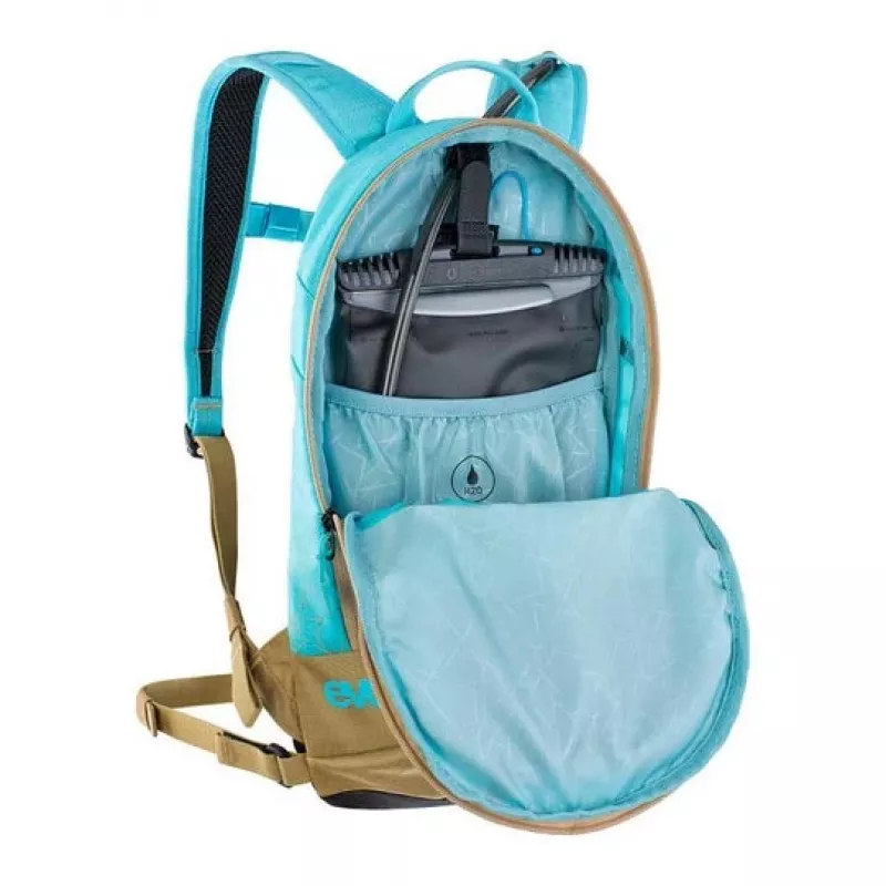 Mochila desportiva EVOC Joyride 4 azul dourado 5L 2L reservatório de água