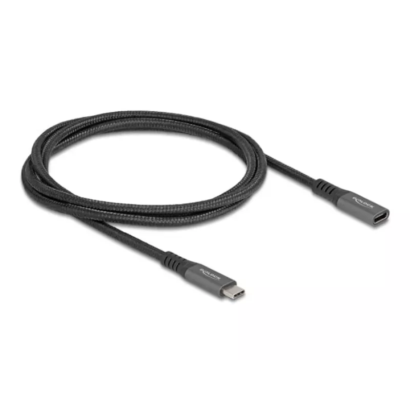 Cabo de extensão USB DeLOCK USB Type-C macho para fêmea 10 Gbit/s 1 m cinzento metal