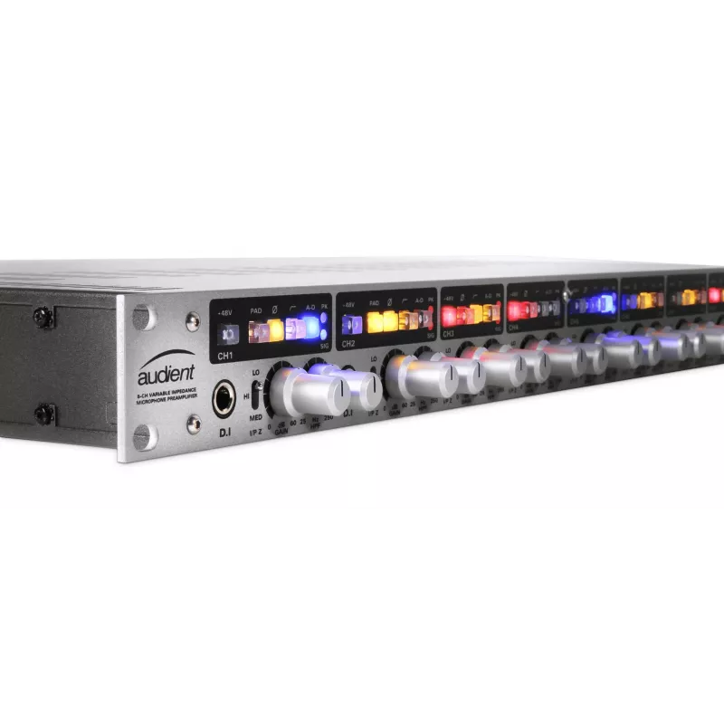 Pré-amplificador de microfone de 8 canais Audient ASP880 24-bit 96 kHz, montável em rack