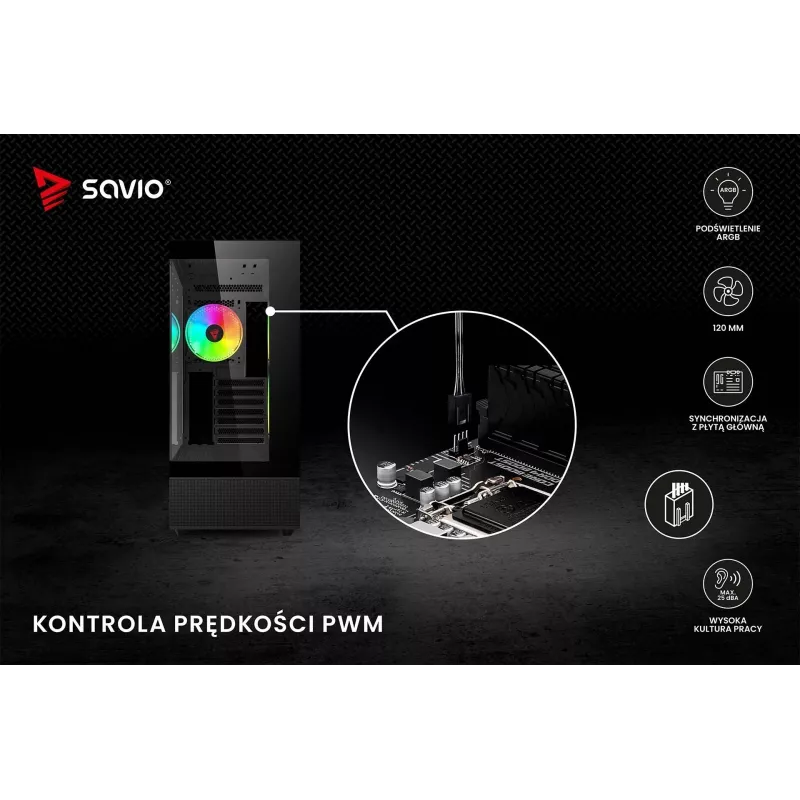 Ventoinha de caixa SAVIO Blast 120mm ARGB PWM - Preto