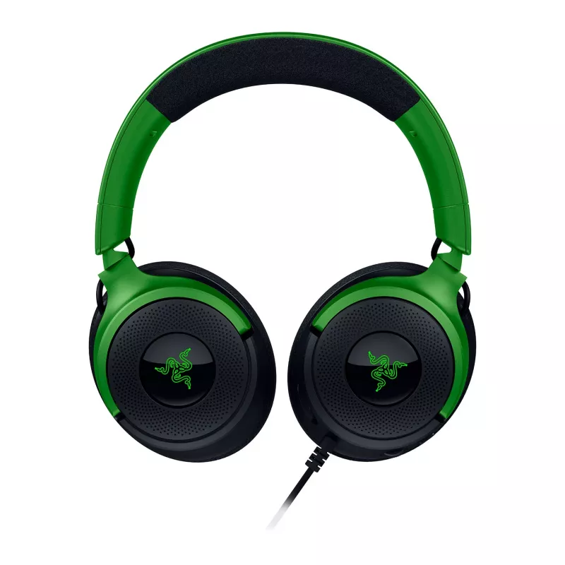 Headset gamer com fios Razer Kraken V4 X — supra-auriculares, 20–20000 Hz, cabo de 1,8 m, 310 g, preto/verde