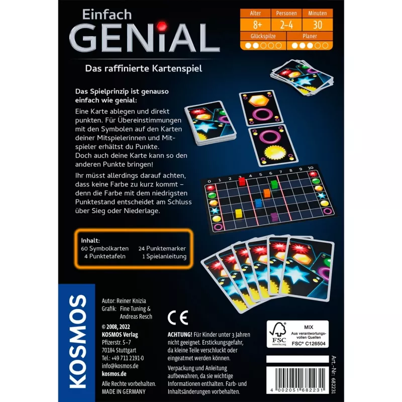 Kosmos 682231 jogo de tabuleiro/cartas 20 min troca de cartas