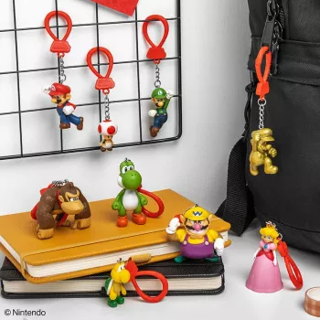 Conjunto de porta-chaves Backpack Buddies Paladone Super Mario VKE com 24 unid. – vários personagens, acessórios de coleção